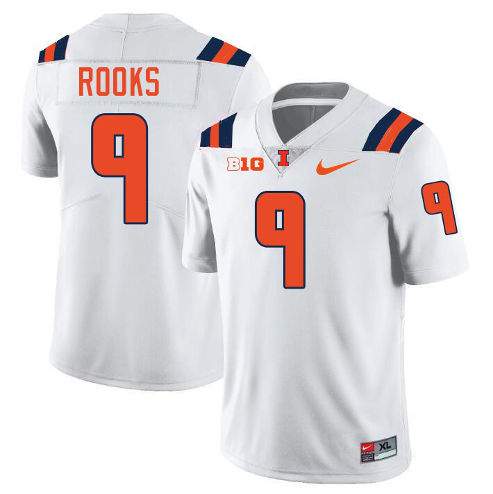 Men #9 Tyson Rooks Illinois Fighting Illini College Football Jerseys Stitched-White